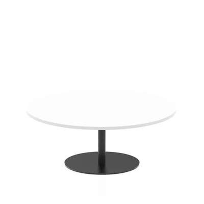 Image of Italia 1200mm Round Coffee Table White Top 475mm High Black Leg