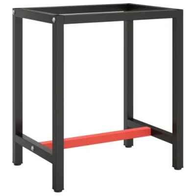 Image of vidaXL Work Bench Frame, Sturdy Metal Construction, Matte Black and Red, Easy Assembly, Suitable for Various Occasions, 70x50x79cm