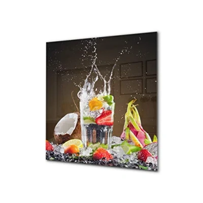 Image of Concept Crystal Stylish Tempered Glass backsplash kitchen splashback upstand BS09 Water splash Series: Fruit Drink 1