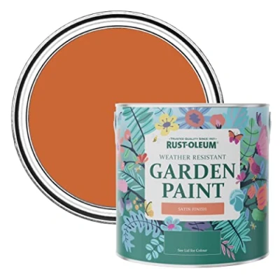Image of Rust Oleum Orange Mould Resistant Garden Paint In Satin Finish Tiger Tea 2.5L
