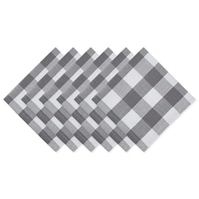 Image of DII Buffalo Check Collection, Classic Farmhouse Tabletop Set, Napkin 20x20, Gray &amp; White, 6 Piece