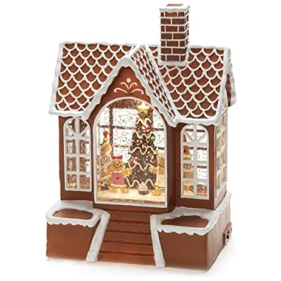 Image of Konstsmide Water Filled LED Lantern : Gingerbread House Battery with Timer