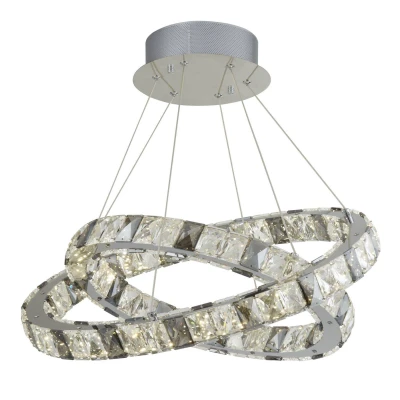 Image of Optica Integrated LED Pendant Light Crystal Chrome, Smokey