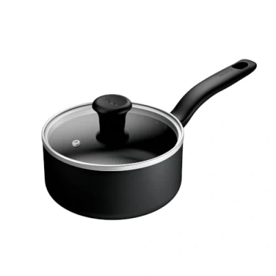 Image of Tefal Titanium Essential Saucepan 18 cm + Lid, High Performance Non Stick Coating, Metal Spatula Safe, All Hobs excluding Induction, B9412344