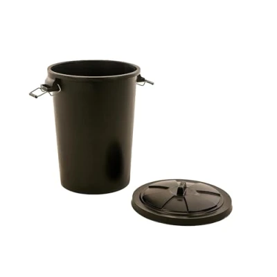 Image of Novostyl Large Black 90L Garden Dustbin Heavy Duty Outdoor Bin with Clip Lid, Sturdy Refusal Waste Bin, Ideal Dust Bins Lids for Outside, Suitable Patios, Bins, &amp; Spaces