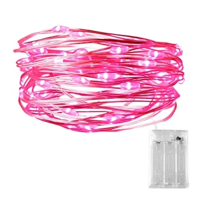 Image of Pink Battery Fairy Lights, Dalugo 3M 30 LED Operated Valentines Lights for Girls Bedroom Day Christmas Birthday Decorations