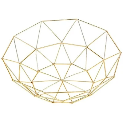 Image of Bordhap Metal Wire Fruit Basket Bowl, Large Round Bread Storage Bowl Stand