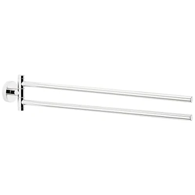 Image of tesa EXXCELLENT Double Towel Holder Wall Mounted, Stainless Steel with Two Swivel Arms waterproof, incl. Power.Kit Adhesive Solution 84mm x 50mm 457mm