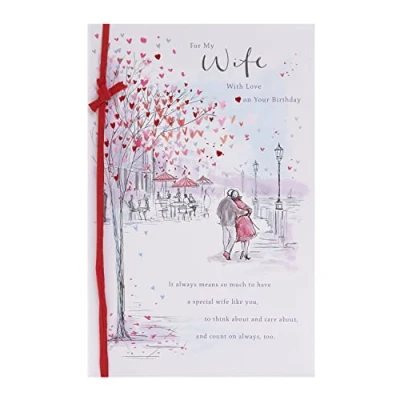 Image of UK Greetings Wife Birthday Card With Envelope Beautiful Couple Scene Design