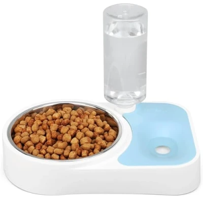 Image of Belle Vous Blue Automatic Water Dispenser/Feeder Pet Food Bowl 500ml/17oz Capacity Plastic Gravity Dispenser Water/Food for Cats, Small/Medium/Large Dogs, Rabbits &amp; Other Animals