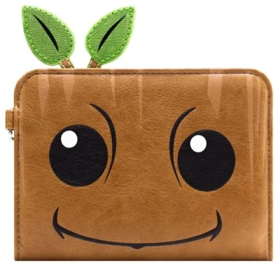 Image of I Am Groot Guardians of The Galaxy Hero Close Up Purse Clutch Coin Pocket &amp; Card Holder, Brown