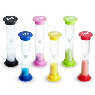 Image of Sand Timer 6 Colors Hourglass Sandglass Clock 30sec / 1min, 2mins, 3mins, 5mins 10mins (Pack of 6). for Classroom Game Home Office, Toothbrush Children Kids