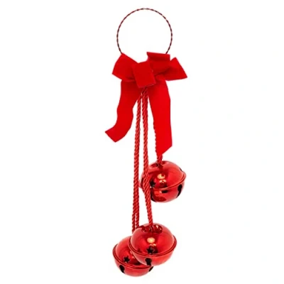 Image of Carousel Home Extra Large Red Christmas Jingle Bells Door Hanger Doorhanger Bell Garland Hanging Decoration Giant Knob Ornament