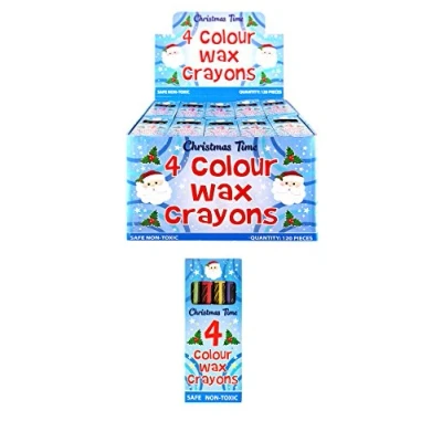 Image of HENBRANDT 12x Mini Christmas Kids Crayons 4pc Children’s Stocking Fillers Loot Bag Xmas Party Favours Eve Box Arts and Crafts Colouring for Boys Girls