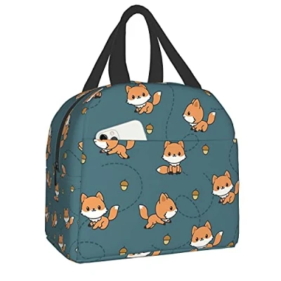 Image of Cute Baby Fox Insulated Lunch Bag Portable Thermal Bags Cooler Box Tote for Adults Kids Work School Travel