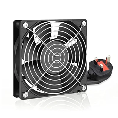 Image of GDSTIME 120mm PC Fan 220v with AC Plug x 25mm Computer EC 240V Dual Ball Bearing Brushless Axial For Server Cabinet Workstation Ventilation Replacement