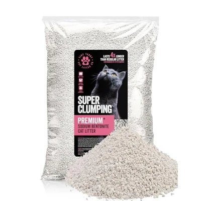 Image of Natural Premium Super Clumping Cat Litter 20L/15kg Bentonite Clay Ideal for Short Haired Cats Highly Absorbent Non Toxic No Dust Odour Control Lasts 4X Longer