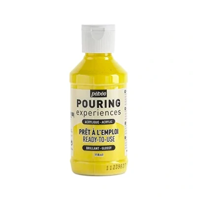 Image of PEBEO Pouring Experiences Ready to Use Premixed Acrylic Paint Ideal for Fluid Art, Yellow, 118 ml (Pack of 1)