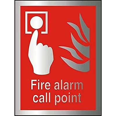 Image of Seco Fire Alarm Call Point &amp; Sign, 150mm x 200mm 1.5mm Brushed Aluminium Composite