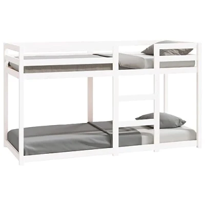 Image of vidaXL Elegant White Solid Pine Wood Bunk Bed 75x190 cm Compact Design, Suitable for Limited Space Easy Assembly Instructions Included