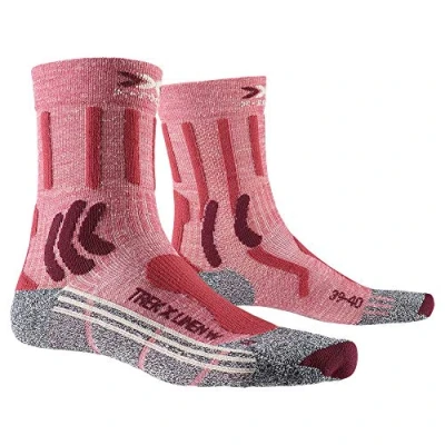 Image of x Socks Trek Linen Women Outdoor Trekking Hiking Walking Vintage Red Melange/Grey Melange, 41/42