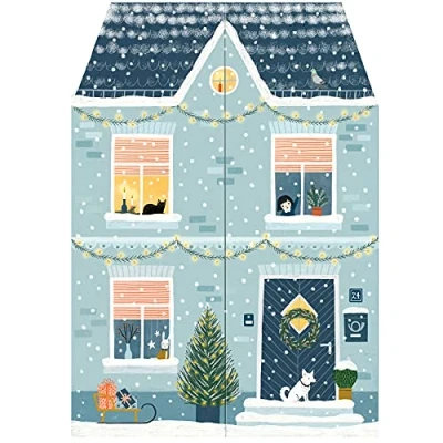 Image of 3D Fold Out House Advent Calendar Freestanding Christmas Home Picture