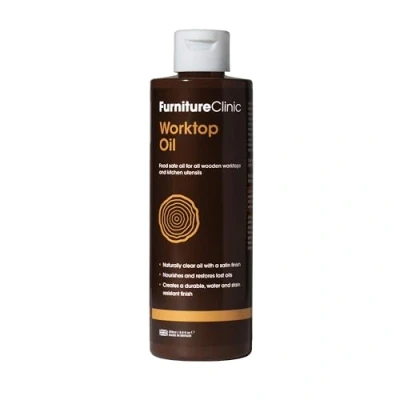 Image of Furniture Clinic Worktop Oil 250ml Food Safe, Quick Drying for All Wooden Worktops &amp; Kitchen Utensils