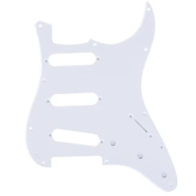 Image of Musiclily Pro 11 Hole 62 Vintage SSS Strat Pickguard for American Stratocaster Electric Guitar, 1Ply White