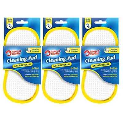 Image of Keep it Handy Anti Bacterial Cleaning Pad x 3units Microfiber Cleaners Non Scratch Kitchen Scouring Includes Guide to a Clean and Fresh Home E Book