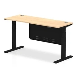 Image of Air 1600x600 Height Adjustable Desk Maple CP Black Leg Modesty Panel