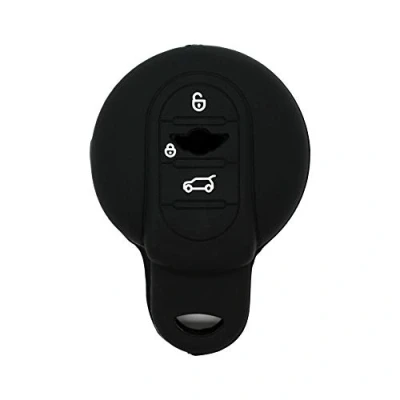 Image of BROVACS Silicone Cover Protector Case Holder Skin Jacket Compatible with BMW Mini Cooper 3 Button Smart Remote Key Fob CV4906 Black