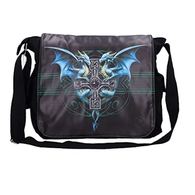 Image of Nemesis Now Dragon Duo Anne Stokes Messenger Bag Black, PU and Canvas, 40cm
