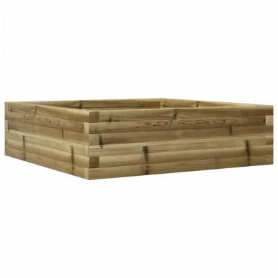 Image of vidaXL Wooden Garden Planter 80x80x23 cm Square Brown Pinewood Raised Bed for Flowers, Herb, and Vegetable Decoration