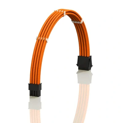 Image of LINKUP AVA 50cm EPS 8 Pin (4+4) CPU ATX Motherboard PSU Power Supply Braided Sleeved Custom Mod PC Extension Cable w/Combs Strong &amp; Stiff Design Single Pack 500mm Orange