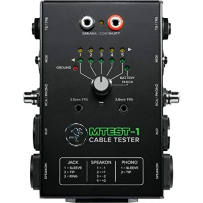 Image of Mackie Cable Tester, 5 way switch Battery Powered Connector Test, Black, (MTest 1)