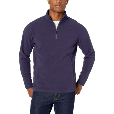 Image of Amazon Essentials Men&#039;s Quarter Zip Polar Fleece Jacket, Navy, M