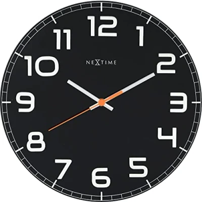 Image of NeXtime wall clock &quot;CLASSY ROUND&quot;, very silent, round, made of glass, black, ø 30 cm