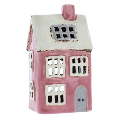 Image of Shudehill Giftware Ceramic Village Pottery Bright Colour Range Tealight Holder, beautiful house warming gift, Home Ornament, Candle Holder… (Pink/White)