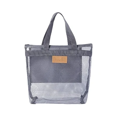 Image of Mesh Beach Tote Bag Casual for Women Foldable Travel Swimming Pool Large Shoulder Handbag with Pocket Picnic Vacation (Gray)