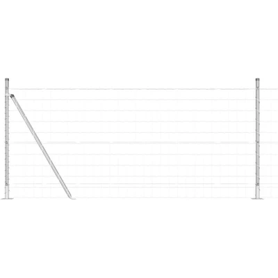 Image of vidaXL Euro Fence with 7 Flanged Posts 1x10 m Galvanised Steel