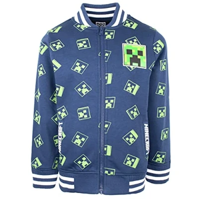 Image of Minecraft Baseball Jacket Zipped Bomber for Kids Clothing Aged 11/12