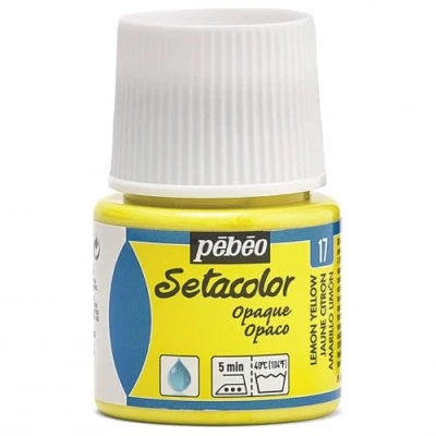 Image of PEBEO 295 017 Setacolor Opaque Fabric Paint Bottle, Lemon Yellow, 45 Milliliter