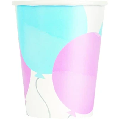 Image of Unique 76086EU Plastic Free Paper Cups 266 ml Gender Reveal Party 8 Count (Pack of 1)