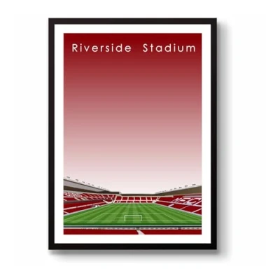 Image of GroundDesigns MIDDLESBROUGH FC Football Gift RIVERSIDE STADIUM Art Unframed A3 Print