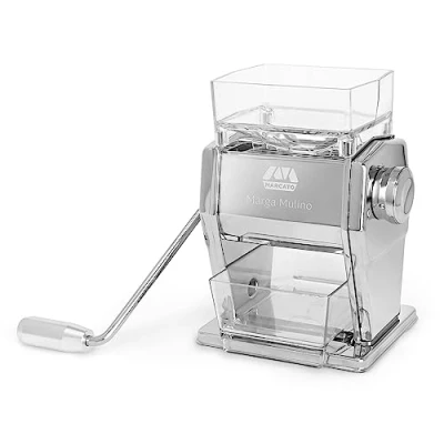Image of Marcato Grain Mill, Grinder, Oat Roller, Made in Italy, Steel and Aluminum, 6 Grinding Positions, 2 Finishes for Flakes or Flour. Model: Marga Mulino