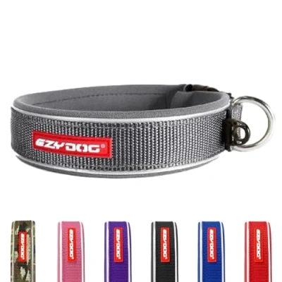 Image of EZYDOG Classic Neo Dog Collar Small, Medium, Large Dogs, Reflective Collar, Supreme Comfort, Soft Neoprene Material, Non Corrosive (Medium (39 44cm), Grey)