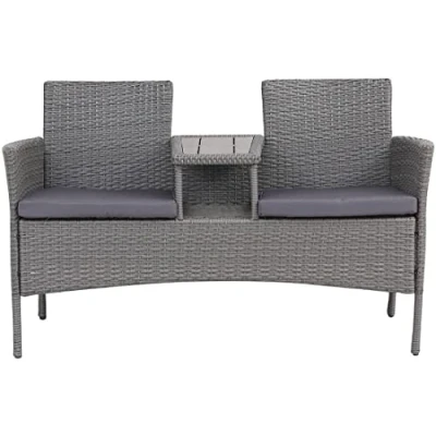 Image of EVRE Lisbon Rattan 2 Seater Companion Partner Bench Garden Furniture Set Patio Conservatory for Terrace Balcony Outdoor Indoor
