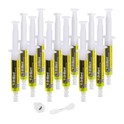 Image of ERRECOM Brilliant 12 x 7.5 ml, Fluorescent UV Dye for Detecting Refrigerant Gas Leaks in Air Conditioning and Refrigeration Systems, includes 1/4 SAE adapter