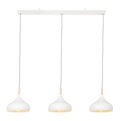 Image of Bjorr Straight Bar Pendant Ceiling Light Matt White, Details In Wood Color