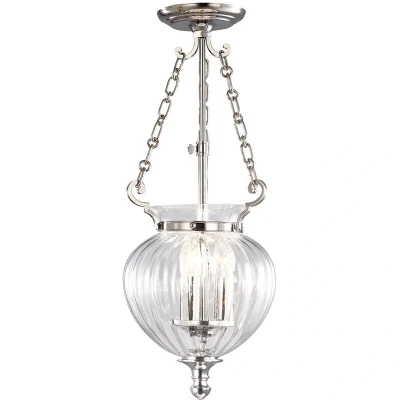 Image of Finsbury Park 3 Light Small Ceiling Lantern Pendant Polished Nickel, E14